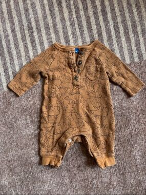 Old Navy Brown Knit Baby One-Piece with Button Placket